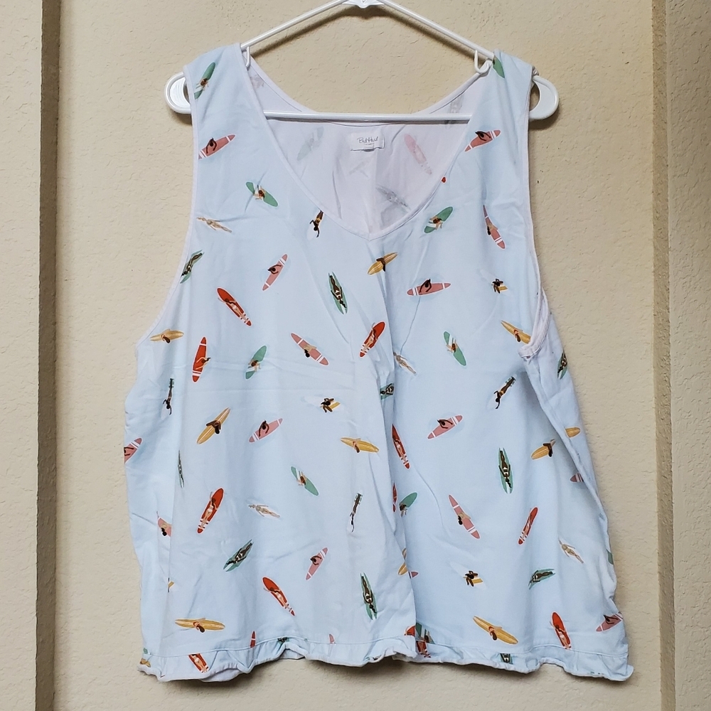 BedHead Light Blue Surfboard Print Pajama Set. Size 2x